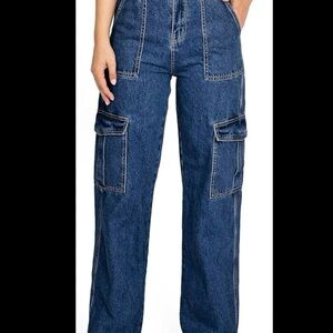 Women's Blue Cargo Jeans